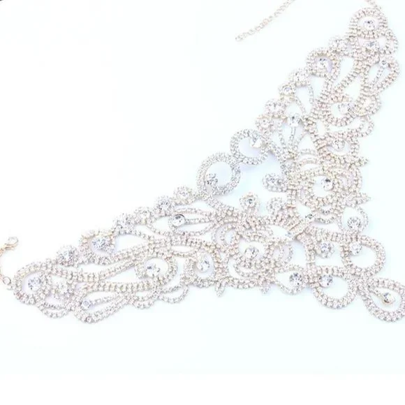 Fashion Rhinestone Bib Collars Crystal Choker Necklace Wedding for Women Jewelry - Picture 8 of 8